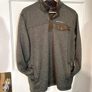 Eddie Bauer Large Snap Fleece, Heathered Green and OD Green(?)